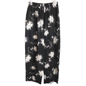 SALE Escada black floral breezy sheer high rise 100% cotton pants M Vintage 90s